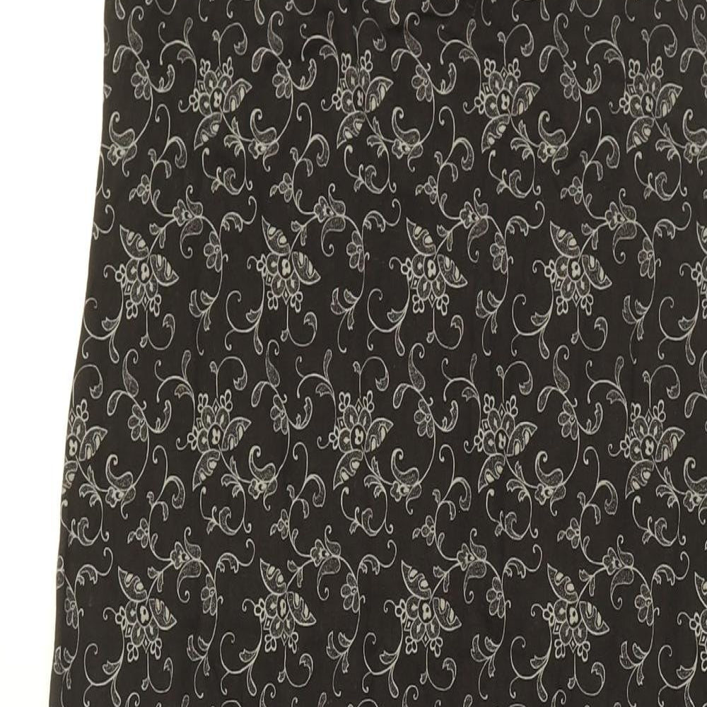Laura Ashley Womens Black Floral Cotton Shift Size M Round Neck Pullover
