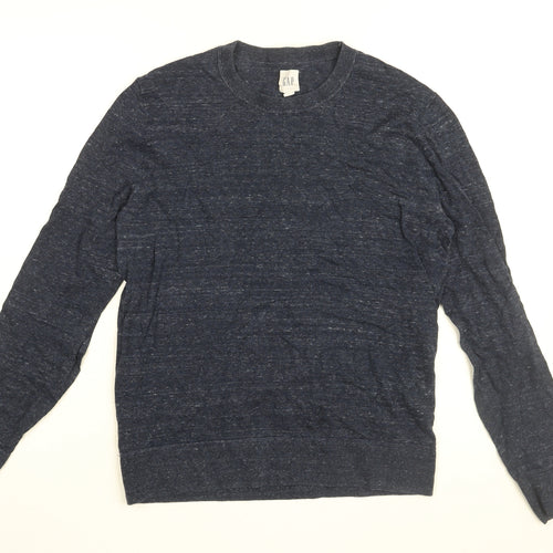 Gap Mens Blue Round Neck Cotton Pullover Jumper Size S Long Sleeve