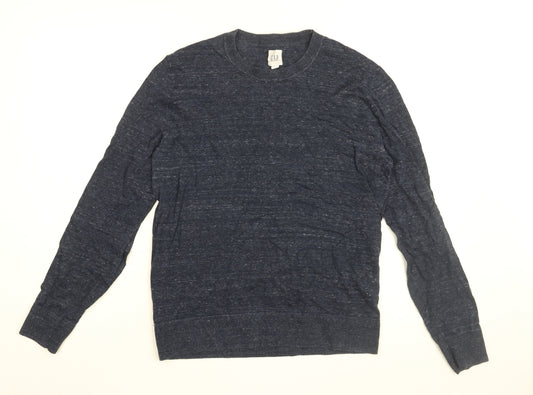 Gap Mens Blue Round Neck Cotton Pullover Jumper Size S Long Sleeve