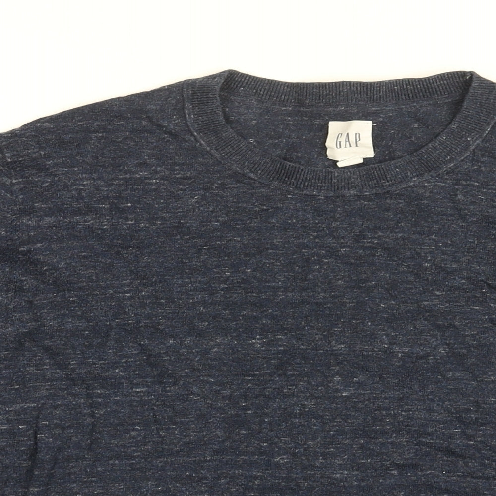 Gap Mens Blue Round Neck Cotton Pullover Jumper Size S Long Sleeve