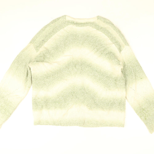 White Stuff Womens Green V-Neck Cotton Cardigan Jumper Size 12