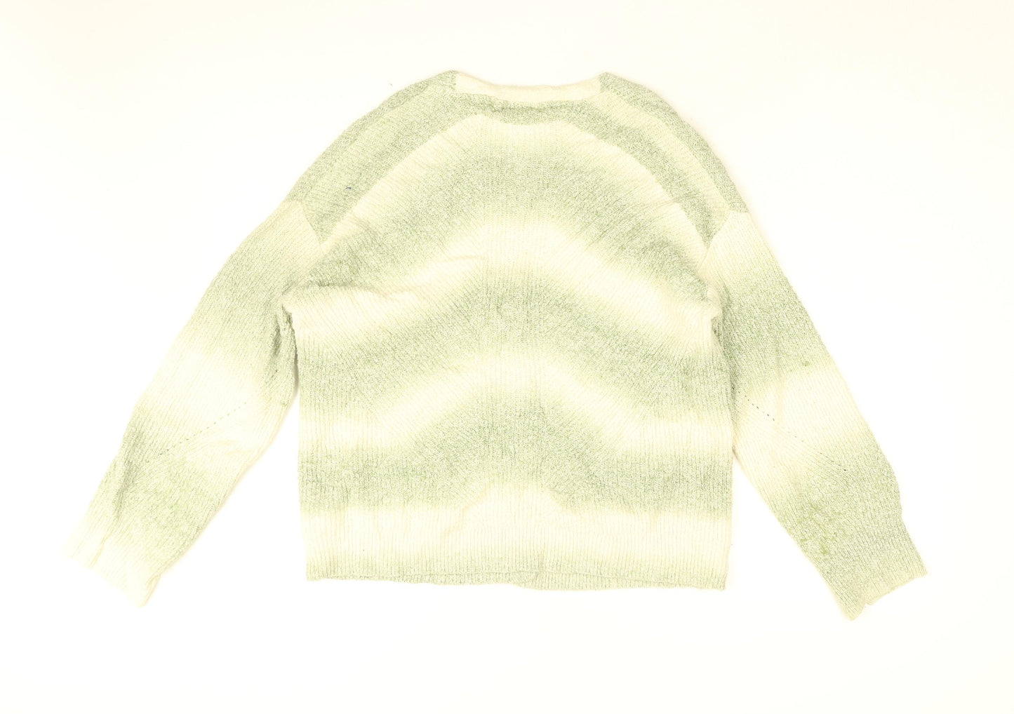 White Stuff Womens Green V-Neck Cotton Cardigan Jumper Size 12