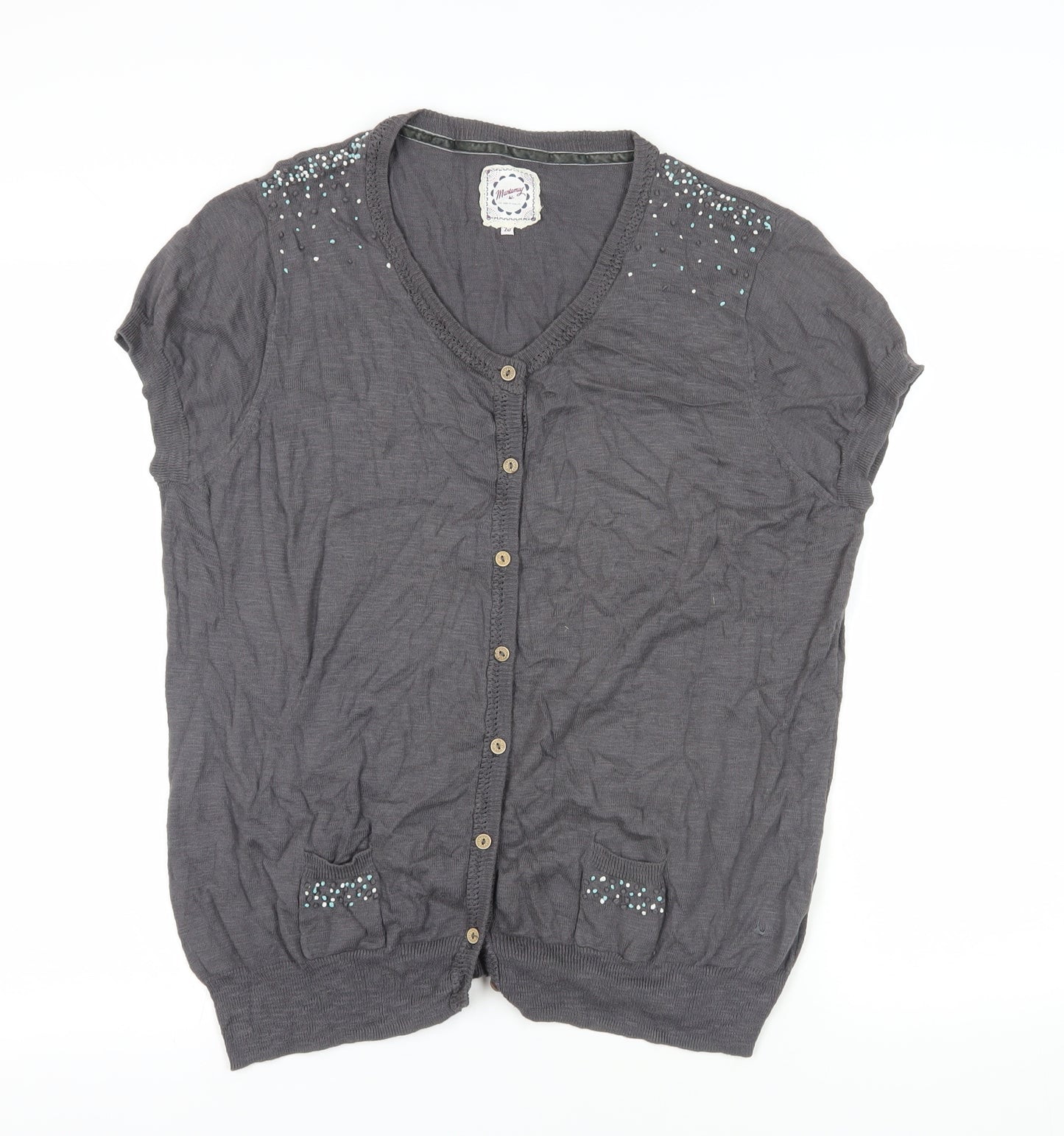 Mantaray Grey Cotton Cardigan, Size 20, V-Neck