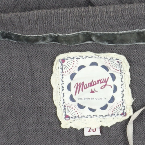 Mantaray Grey Cotton Cardigan, Size 20, V-Neck