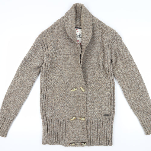 Superdry Beige Chunky Knit Cardigan, Size L, Stylish & Warm