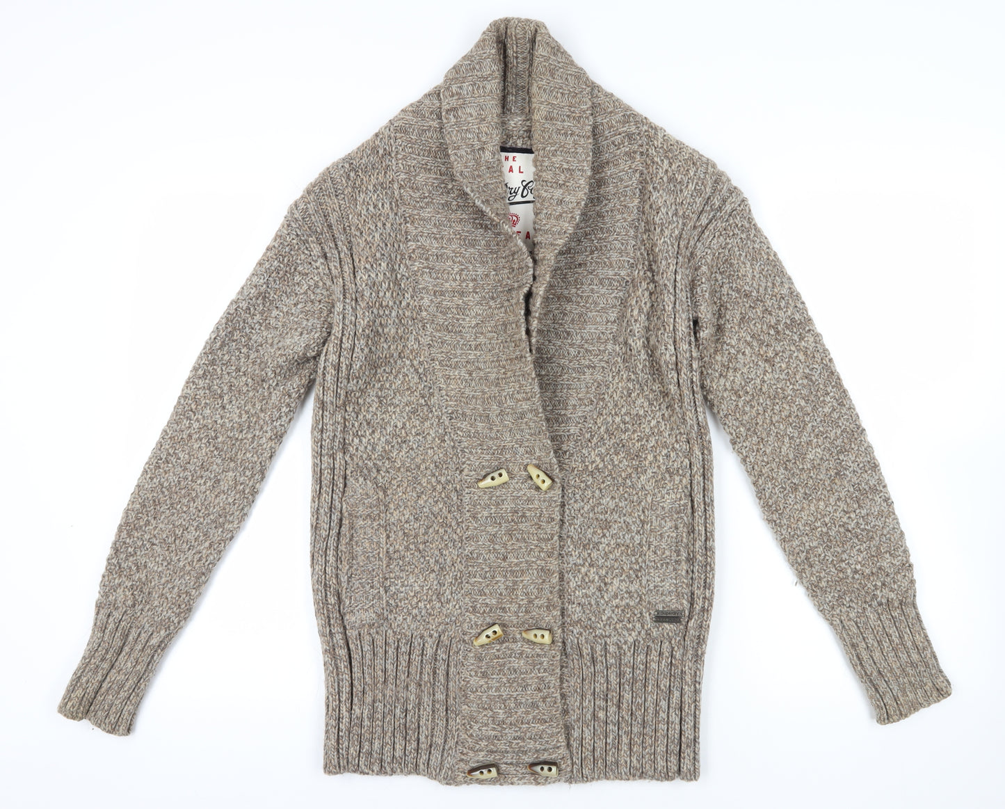 Superdry Beige Chunky Knit Cardigan, Size L, Stylish & Warm