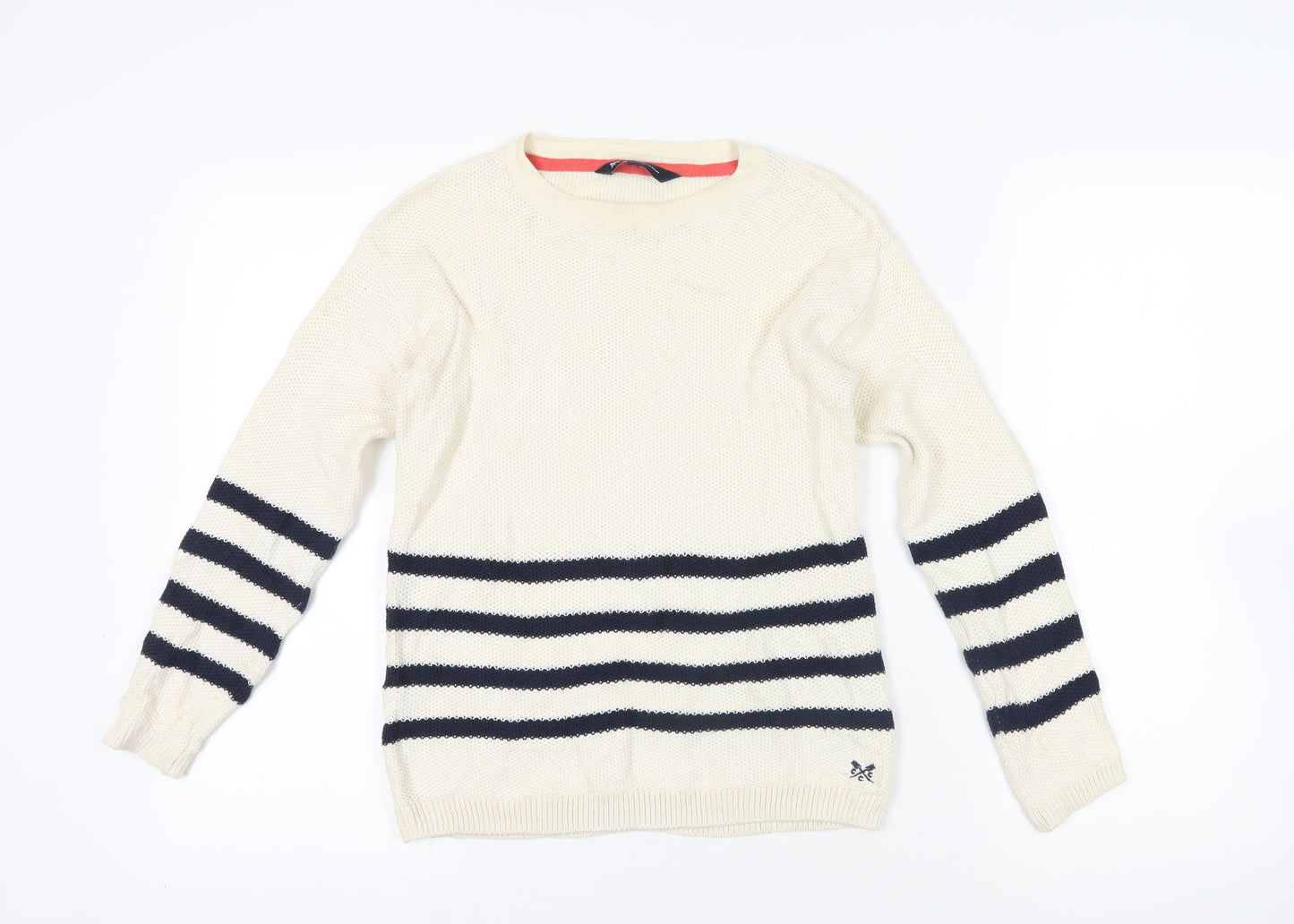 Crew Clothing Ivory Striped Jumper Size 8