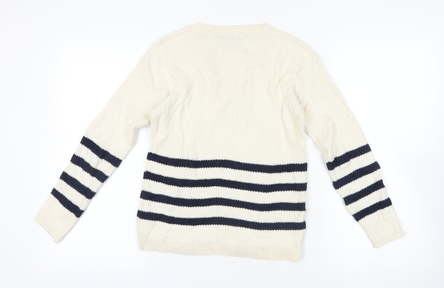 Crew Clothing Ivory Striped Jumper Size 8