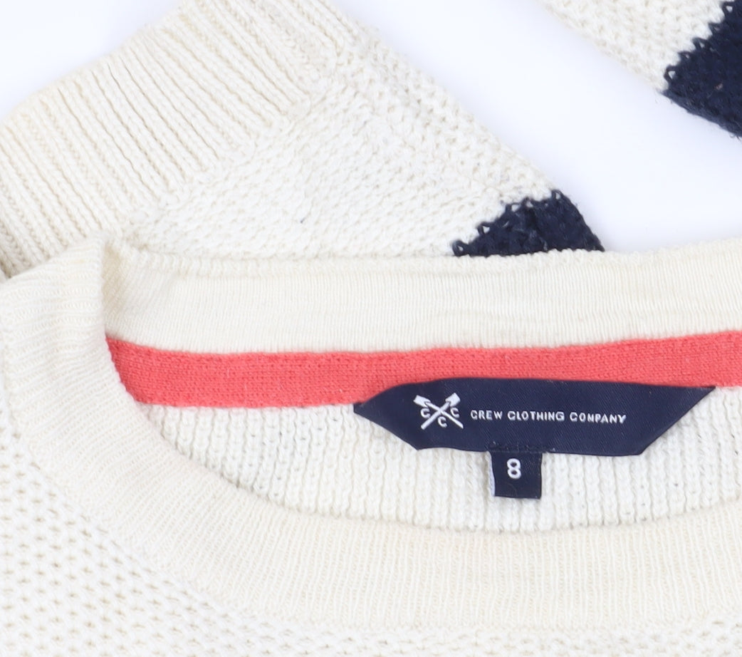 Crew Clothing Ivory Striped Jumper Size 8