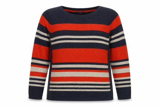 Front view of Isle Multicoloured Striped jumper 14-16