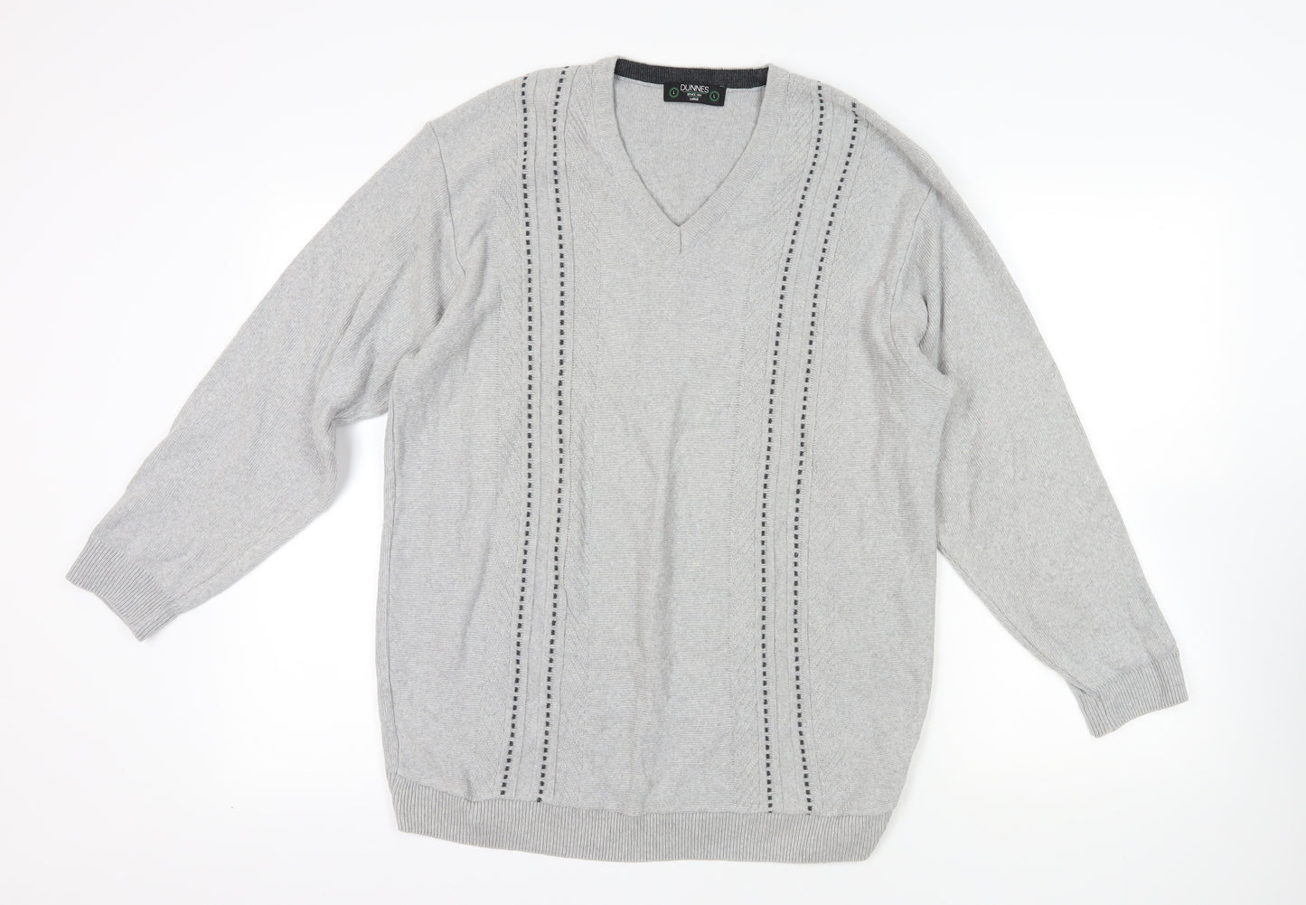 Dunnes Grey V-Neck Pullover Jumper - Size L