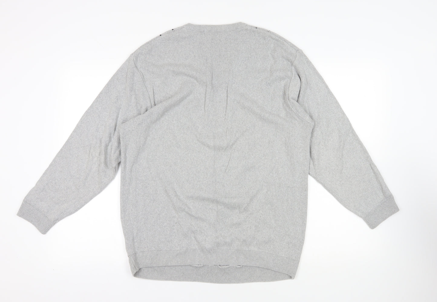 Dunnes Grey V-Neck Pullover Jumper - Size L