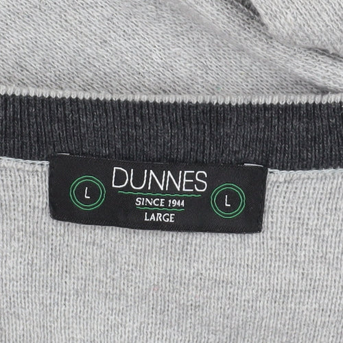 Dunnes Grey V-Neck Pullover Jumper - Size L