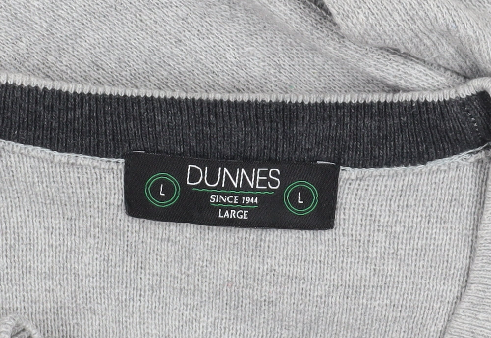 Dunnes Grey V-Neck Pullover Jumper - Size L