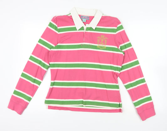 Ralph Lauren Striped Polo Shirt, Pink XL, Cotton