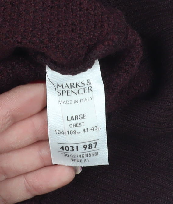 Marks and Spencer Red Knit Pullover Jumper, Size L