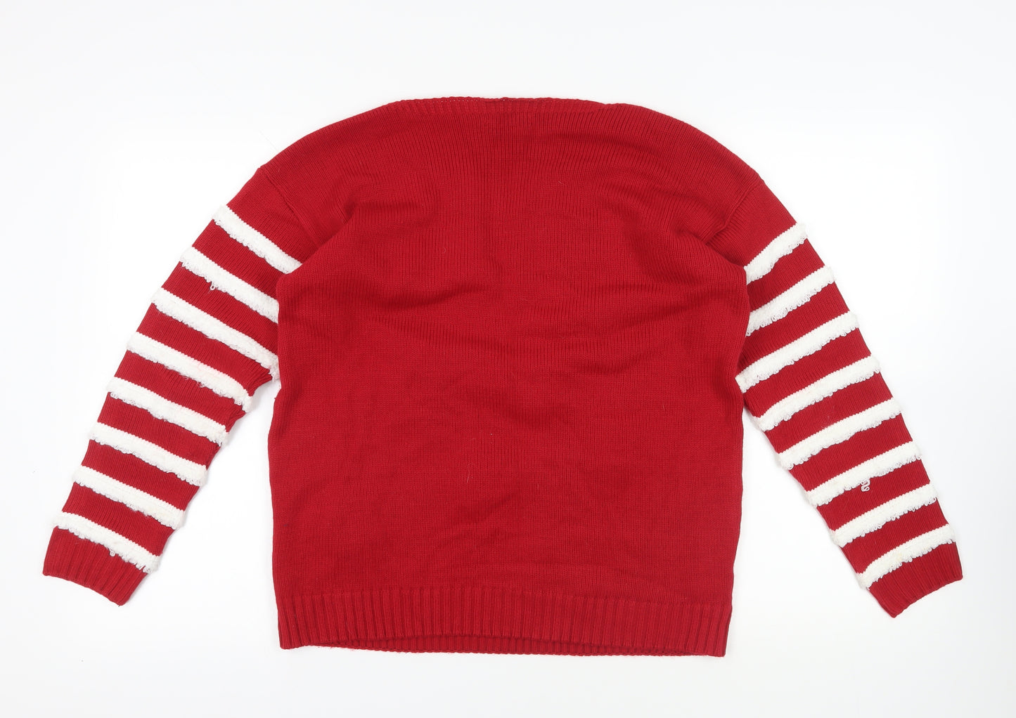 Pura Moda Red Christmas Jumper M Pullover V-Neck