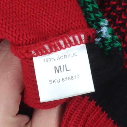Pura Moda Red Christmas Jumper M Pullover V-Neck
