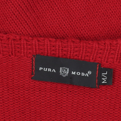 Pura Moda Red Christmas Jumper M Pullover V-Neck