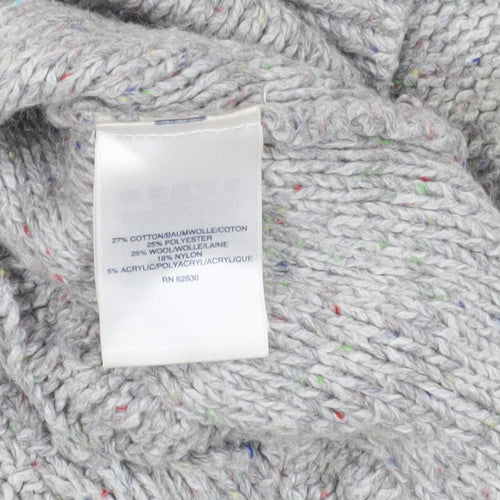 Lands' End Grey Cable-Knit Cowl Neck Jumper Size L
