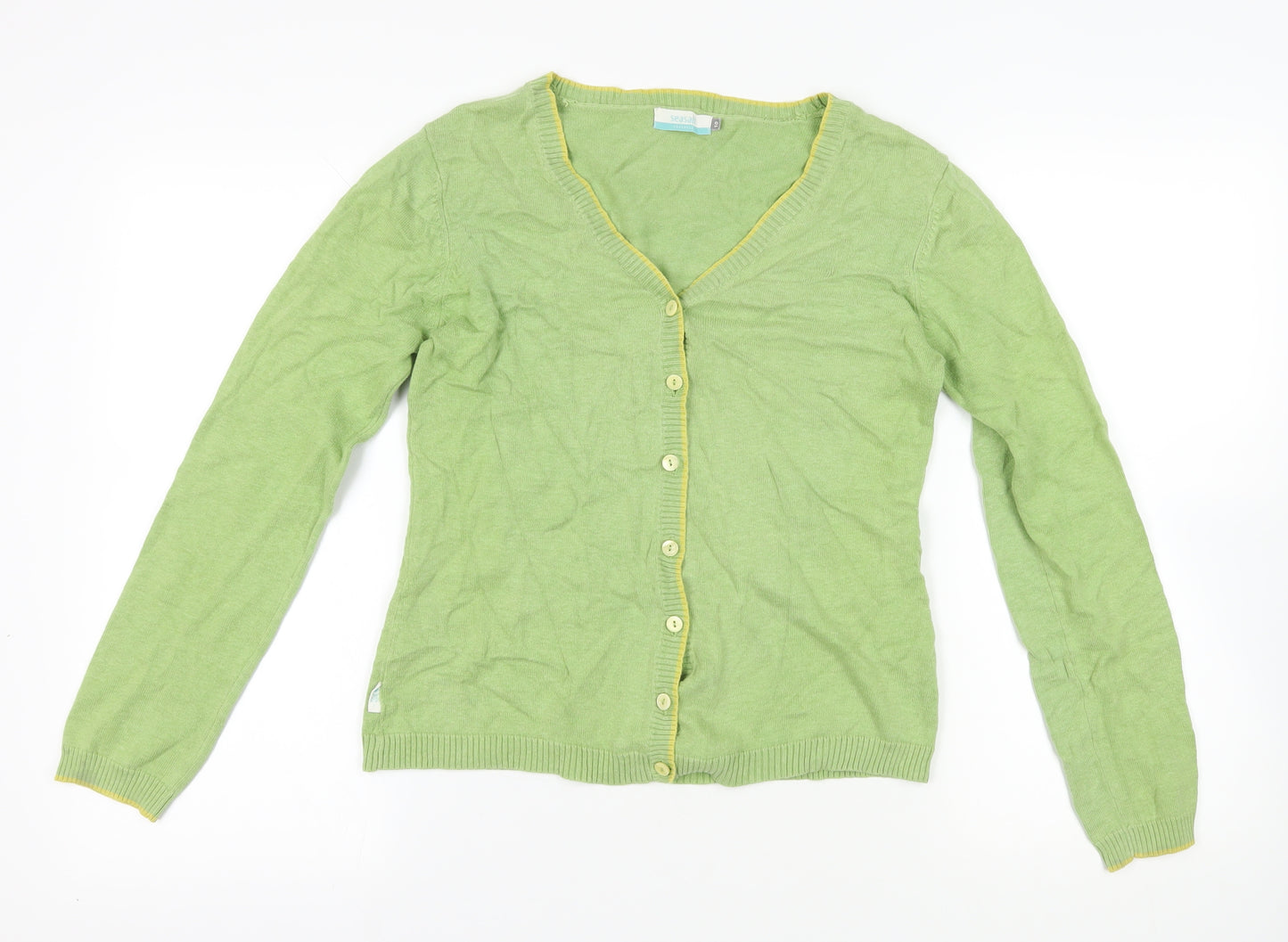 Seasalt Green Cotton Cardigan V-Neck Size 10