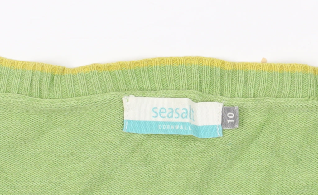 Seasalt Green Cotton Cardigan V-Neck Size 10