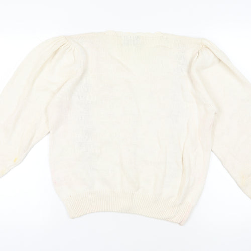 By Design Essentials Ivory Floral Knit Cardigan Size 8