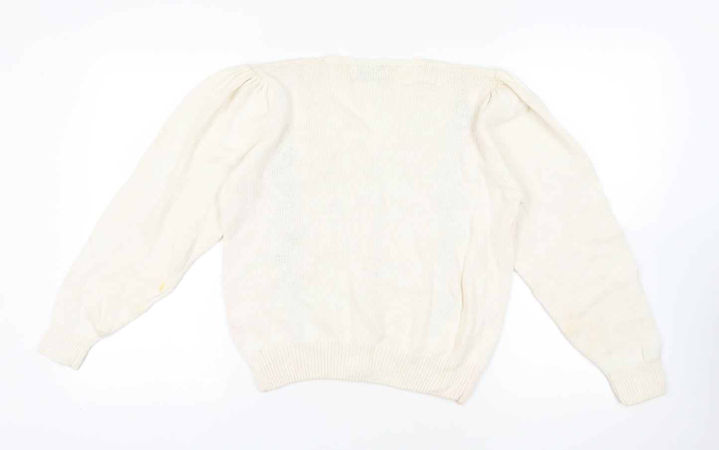By Design Essentials Ivory Floral Knit Cardigan Size 8