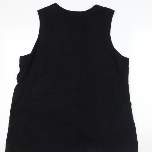 Orvis Black Linen Rayon Sleeveless Button-Up XL