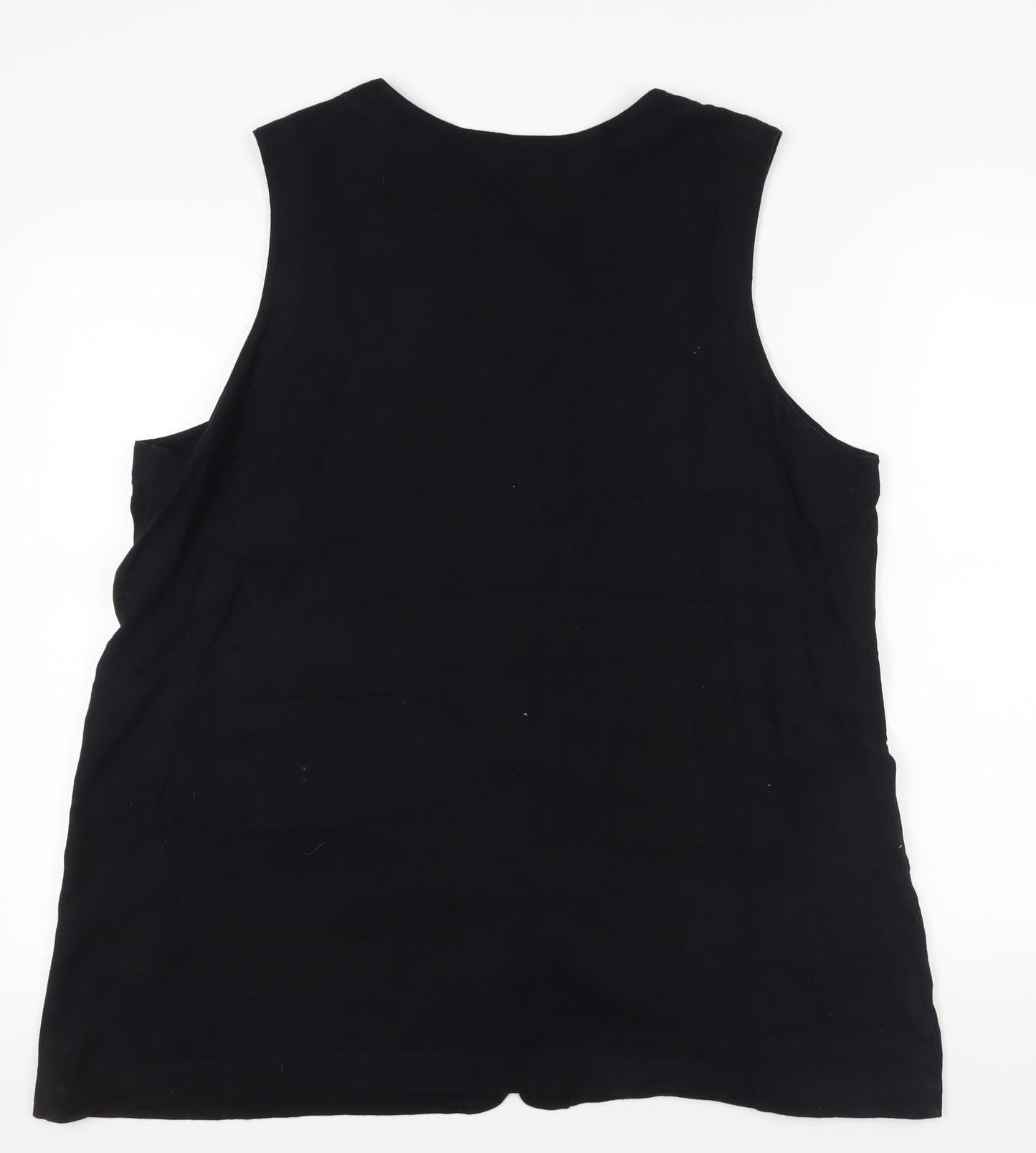 Orvis Black Linen Rayon Sleeveless Button-Up XL