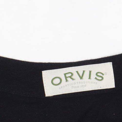 Orvis Black Linen Rayon Sleeveless Button-Up XL