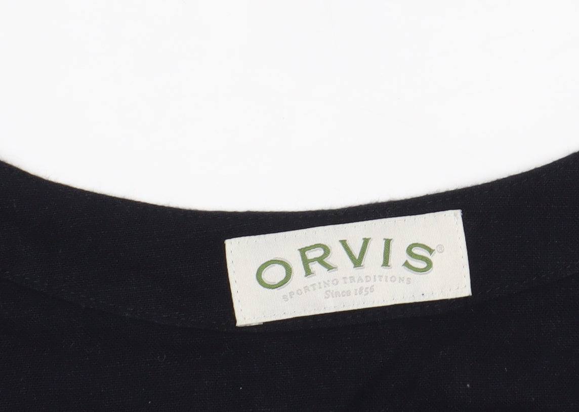 Orvis Black Linen Rayon Sleeveless Button-Up XL