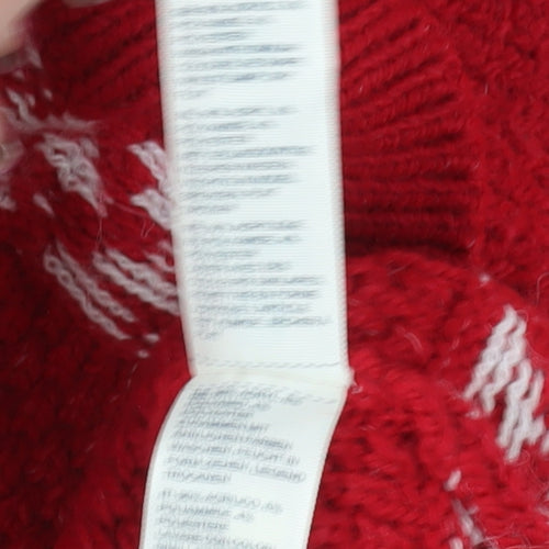 Fat Face Red Fair Isle Roll Neck Jumper Size 6