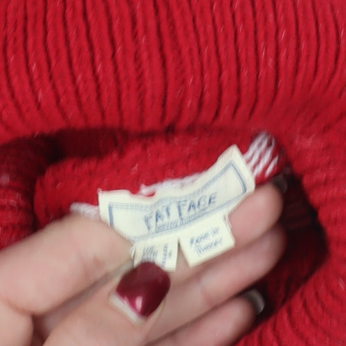 Fat Face Red Fair Isle Roll Neck Jumper Size 6