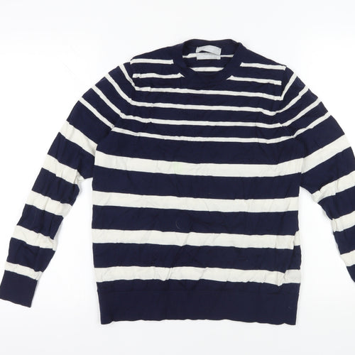 Marks and Spencer Navy Striped Merino Jumper Size 12