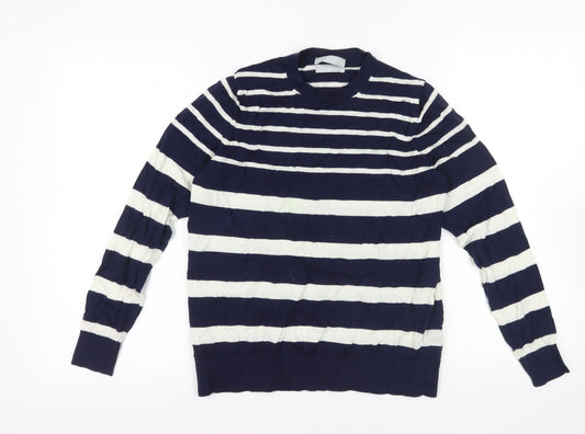 Marks and Spencer Navy Striped Merino Jumper Size 12