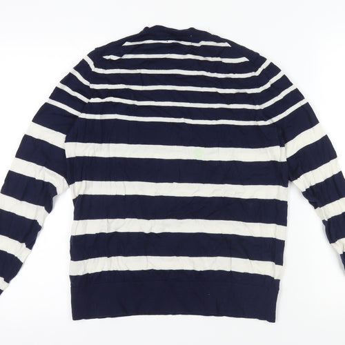 Marks and Spencer Navy Striped Merino Jumper Size 12