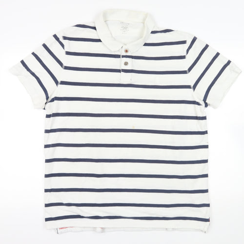 Fat Face White Striped Polo Shirt - Size M