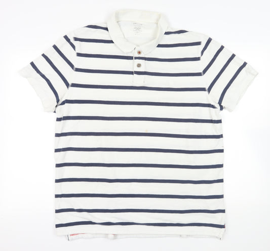 Fat Face White Striped Polo Shirt - Size M