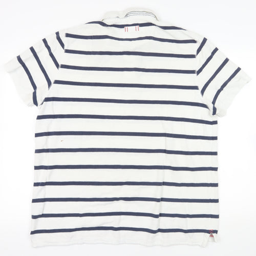 Fat Face White Striped Polo Shirt - Size M