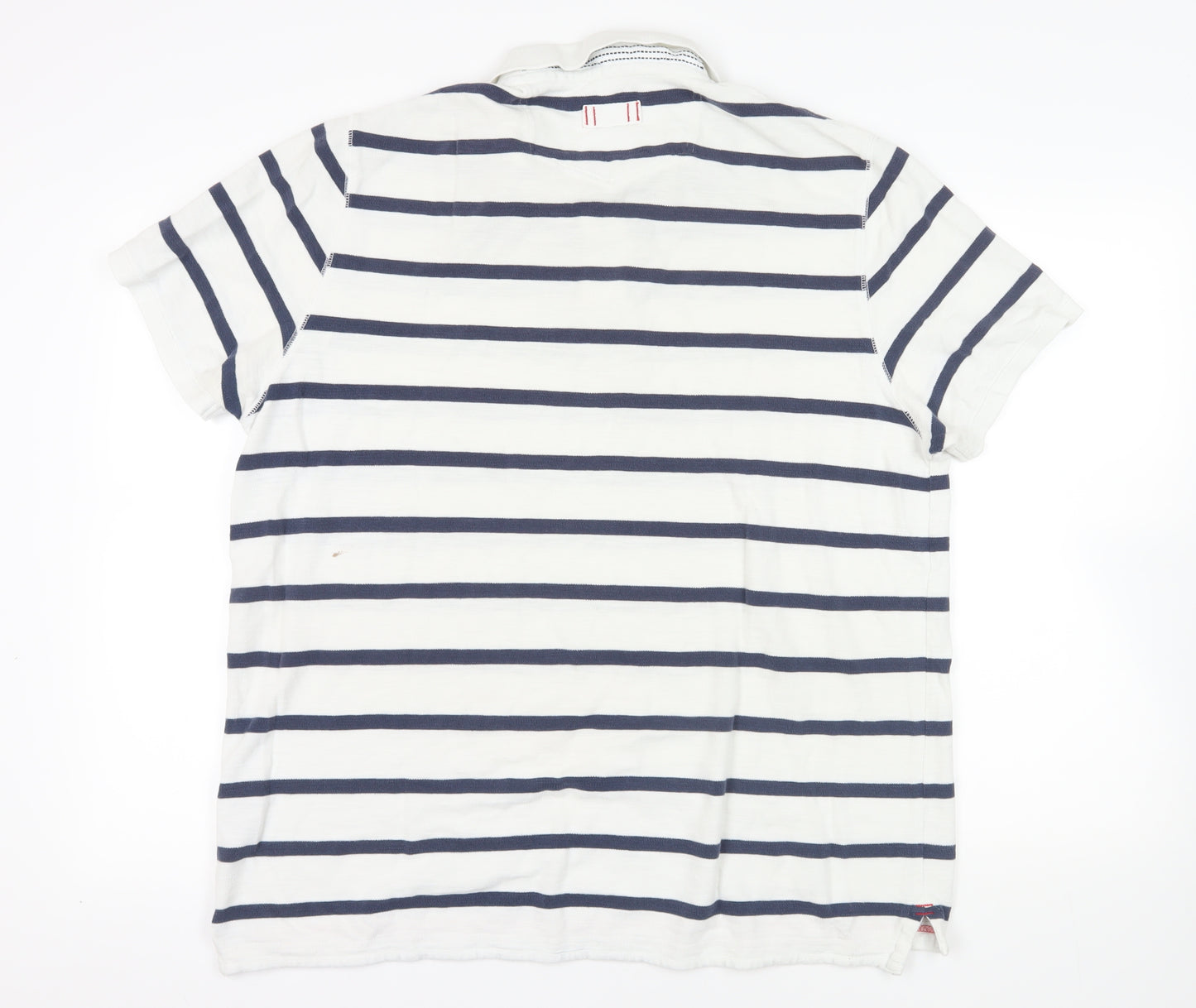 Fat Face White Striped Polo Shirt - Size M