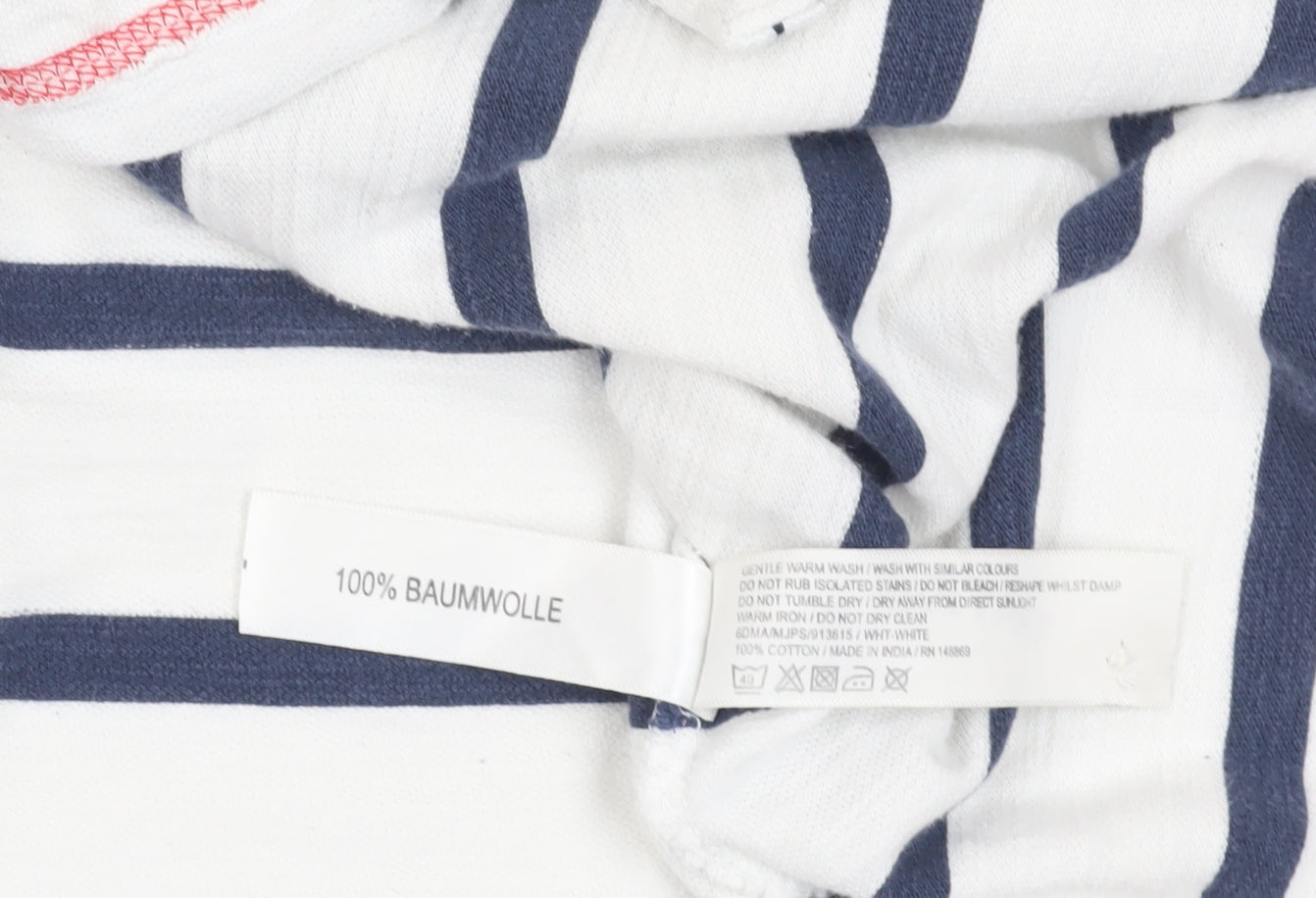 Fat Face White Striped Polo Shirt - Size M