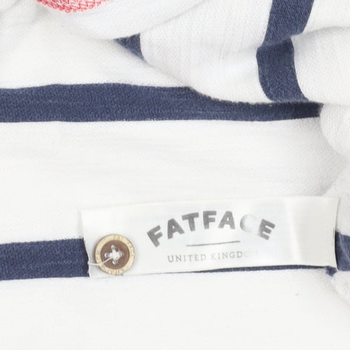 Fat Face White Striped Polo Shirt - Size M