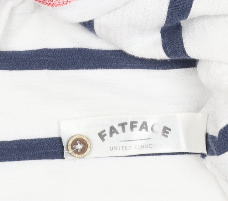 Fat Face White Striped Polo Shirt - Size M