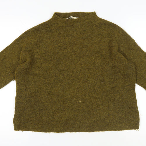 Seasalt Cornwall Green Chunky-Knit Mock Neck Jumper Size 12