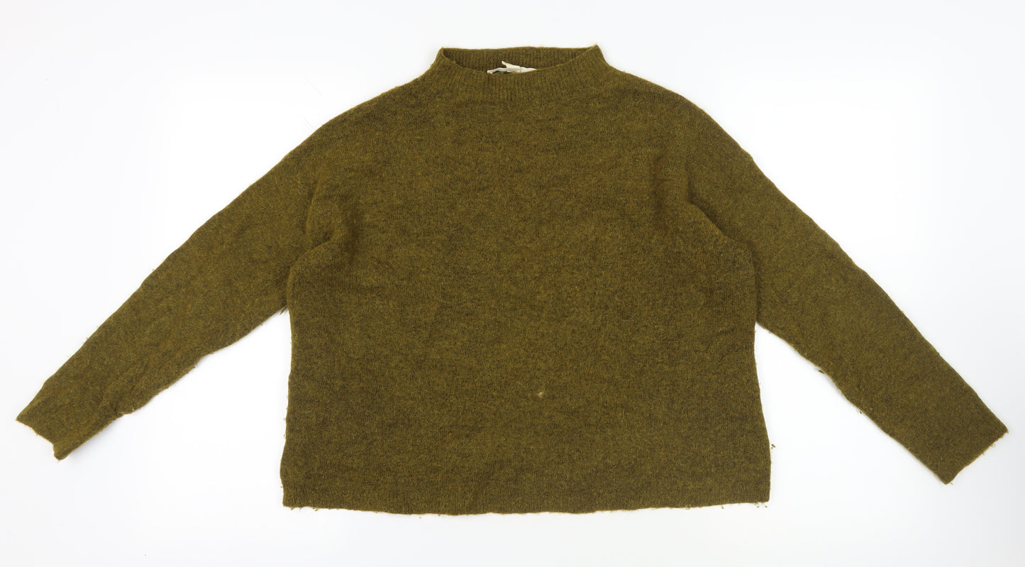 Seasalt Cornwall Green Chunky-Knit Mock Neck Jumper Size 12