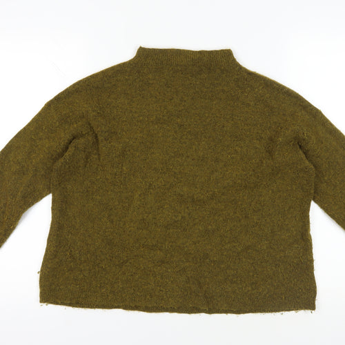 Seasalt Cornwall Green Chunky-Knit Mock Neck Jumper Size 12