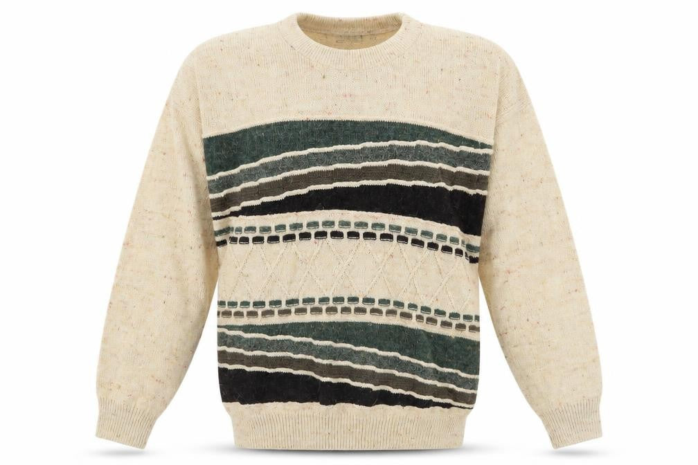 Front view of Abbey Beige Geometric Knit Men's jumper L