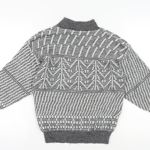 Donald Chopin Grey Wool Geometric Pullover M