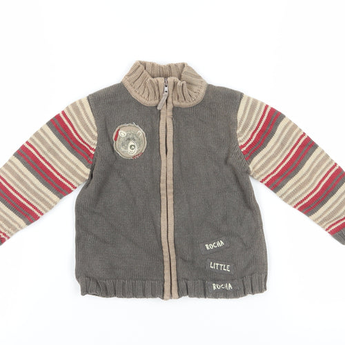 Rocha Little Rocha Grey Striped Knit Cardigan 18-24 Months